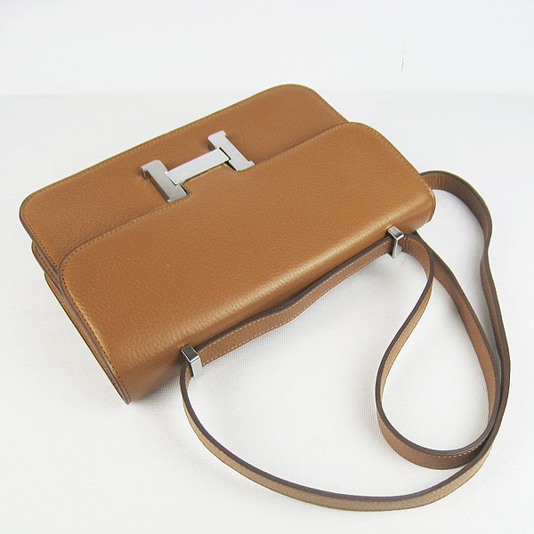 7A Hermes Constance Togo Leather Single Bag Light Coffee Silver Hardware H020